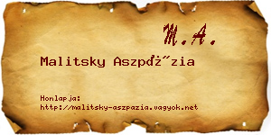 Malitsky Aszpázia névjegykártya